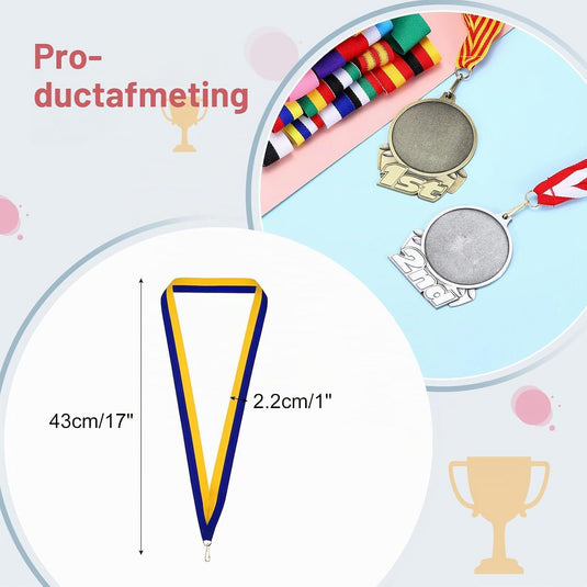 Medaille neklinten 66 stuks 43 x 2,2 cm blauw-geel met klikclip – award linten – sport accessoires