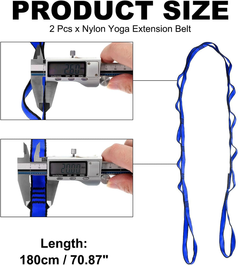 Chargez l'image dans la visionneuse de la galerie, Sangles de suspension Daisy Chain 2 pièces 180 cm avec 12 boucles bleues – sangles en nylon réglables – accessoires de yoga aérien
