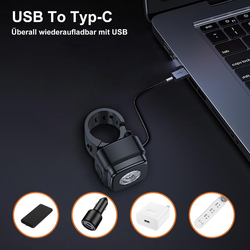 Load image into Gallery viewer, Oplaadbaar fietsvoorlicht USB-C IPX5 waterbestendig met 3 lichtstanden – fietslamp – fietsverlichting
