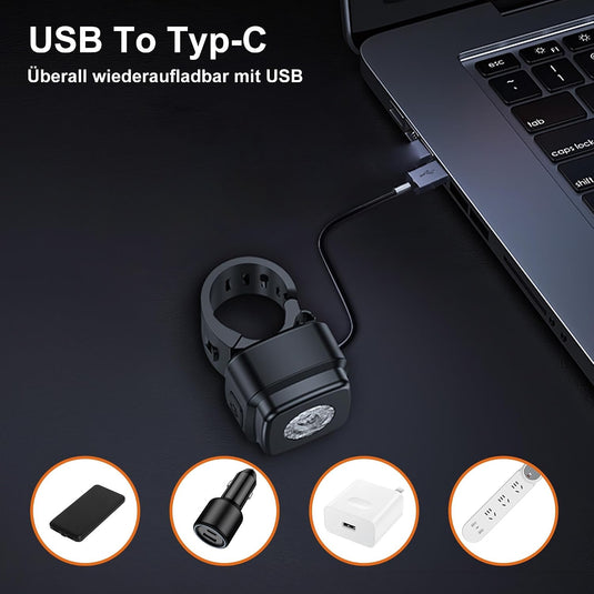 Oplaadbaar fietsvoorlicht USB-C IPX5 waterbestendig met 3 lichtstanden – fietslamp – fietsverlichting