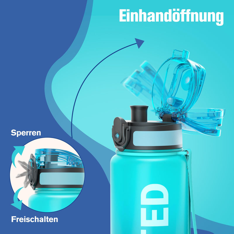 Load image into Gallery viewer, Drinkfles 750 ml BPA-vrij met tijdmarkeringen en lekvrije dop – waterfles – sportfles
