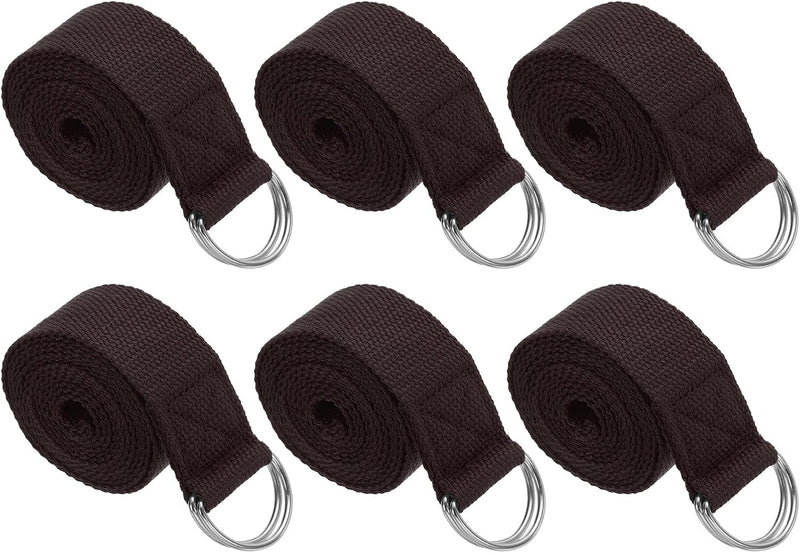 Laad afbeelding in Galerijviewer, Yogariemen 6 stuks 180 x 3,8 cm van katoen met D-ring bruin – stretchbanden – yoga pilates accessoires
