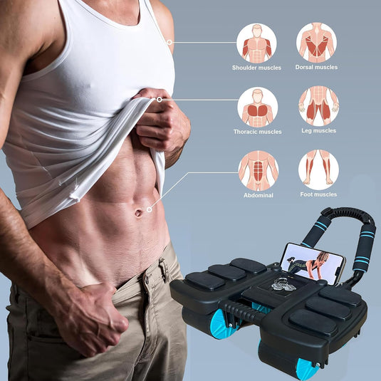 Ab roller met automatische rebound elleboogsteun en kniemat – buikspiertrainer – ab wheel