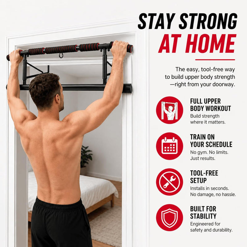 Laad afbeelding in Galerijviewer, Opvouwbare optrekstang voor deurkozijn zonder boren tot 200 kg – pull-up bar – calisthenics
