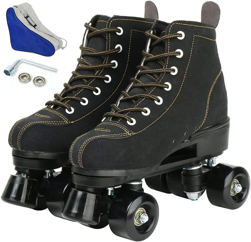 Laad afbeelding in Galerijviewer, Rolschaatsen Dubbele rijschaatsen Verstelbare vierwielige rolschaatsen voor buiten, maat 4.5/5.5/6.5/7/7.5/8/8.5/9.5/10.5 (zwart, 45=UK:10.5)
