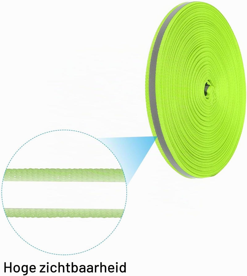 Chargez l'image dans la visionneuse de la galerie, Reflecterend naaiband 10 mm breed 40-45 meter fluorescerend groen – reflectieband – veiligheidsaccessoires
