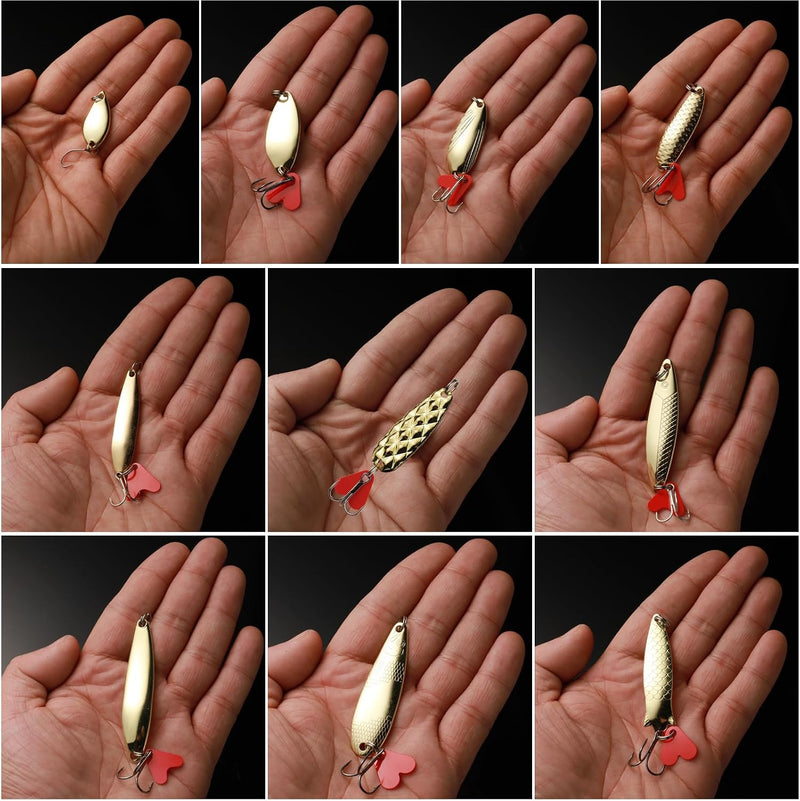 Laden Sie das Bild in Galerie -Viewer, Metalen vislepels set van 10 stuks 5 g en 8 g
