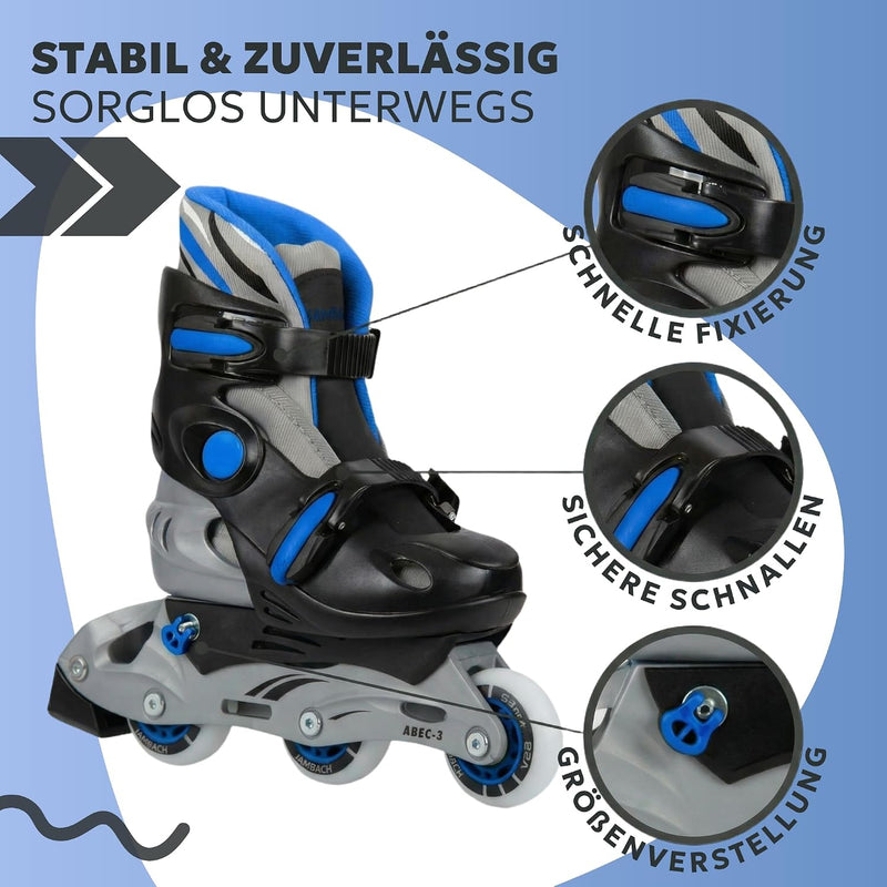 Load image into Gallery viewer, Inlineskates voor kinderen, met beschermers, verstelbaar, met led, blauw
