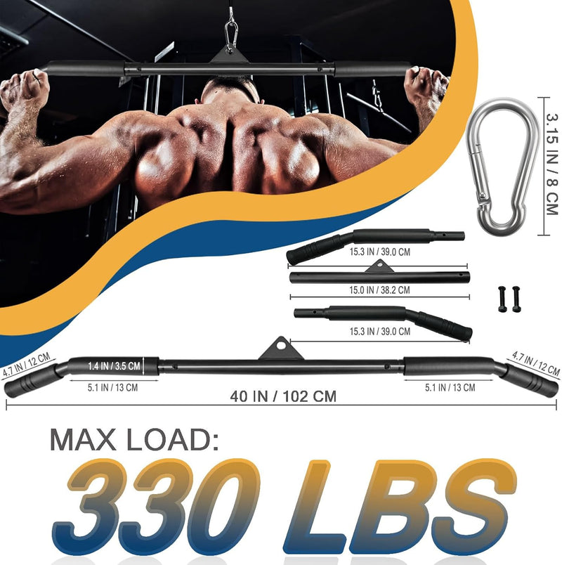 Laad afbeelding in Galerijviewer, Lat pulldown bar 40 of 102 cm met schuimhandgrepen tot 150 kg – kabelstang – biceps triceps stang
