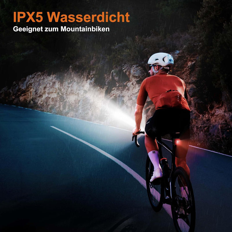 Load image into Gallery viewer, Oplaadbare fietsverlichting set USB-C IPX5 met voor- en achterlicht – fietslamp – LED fietslicht
