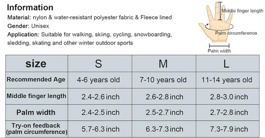 Waterdichte skihandschoenen voor kinderen 4-6 jaar