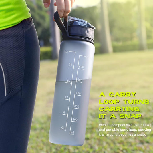 Drinkfles 1 liter BPA-vrij met antislip grip en lekvrije sluiting – waterfles – sportfles