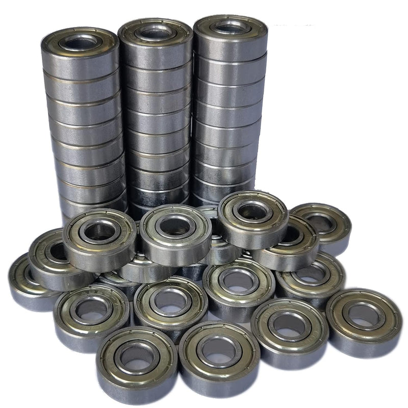 Load image into Gallery viewer, Tonmp 100 PCS 608-ZZ Ball Bearing - Double Metal Sealed Shielded Miniature Deep Groove Bearings for Furniture Wheel,Skateboards, Inline Skates, Scooters, Roller Blade Skates (8mm x 22mm x 7mm)
