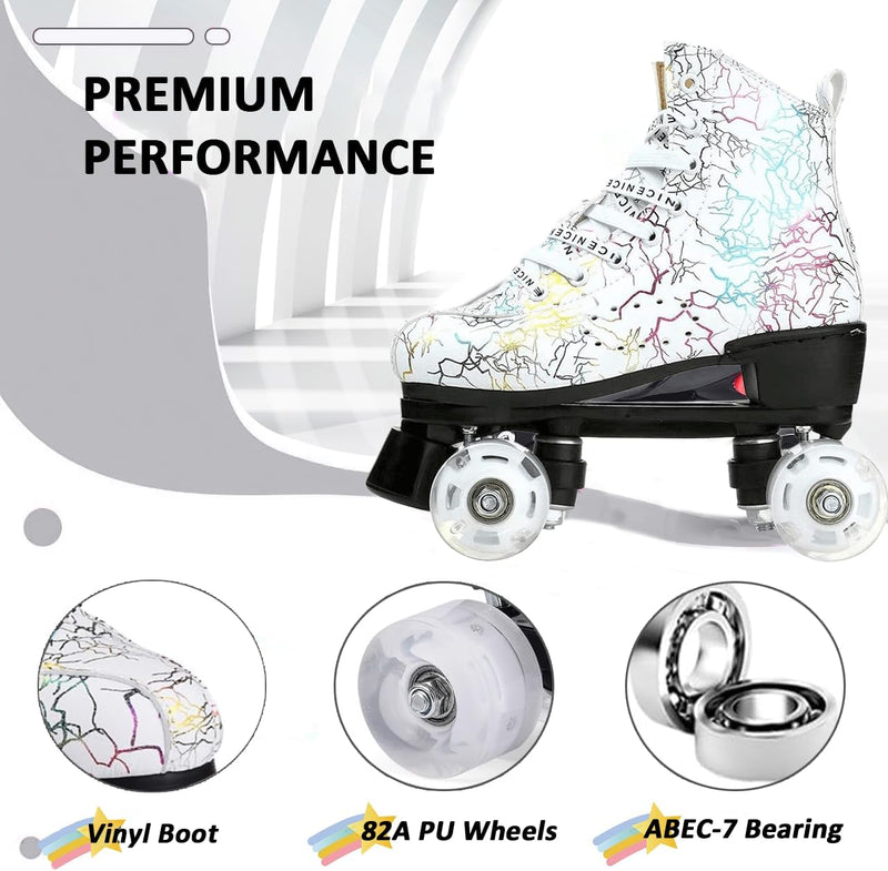 Load image into Gallery viewer, ERNAN Rolschaatsen met 4 wielen, parallelle skates met lichtgevende wielen, klassieke high-top, rolschaatsen voor volwassenen, meisjes, kinderen, beginners, maat 37-43

