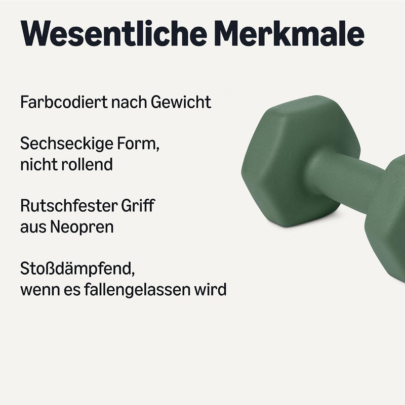 Load image into Gallery viewer, Amazon Basics Neopren Hanteln Gewichte, Hantelset, 2er-Set, 1–5kg, Sechseckig, für Krafttraining und Fitnesskurse
