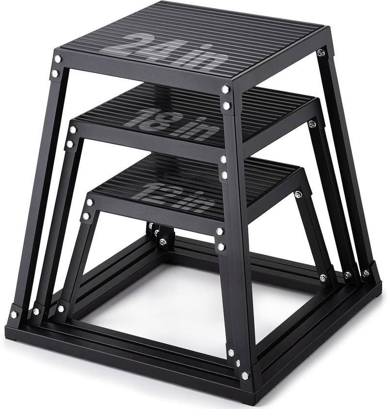 Załaduj obraz do przeglądarki galerii, Plyo box set 3 stuks 30 46 en 61 cm van staal tot 227 kg – jump box – plyometrische training
