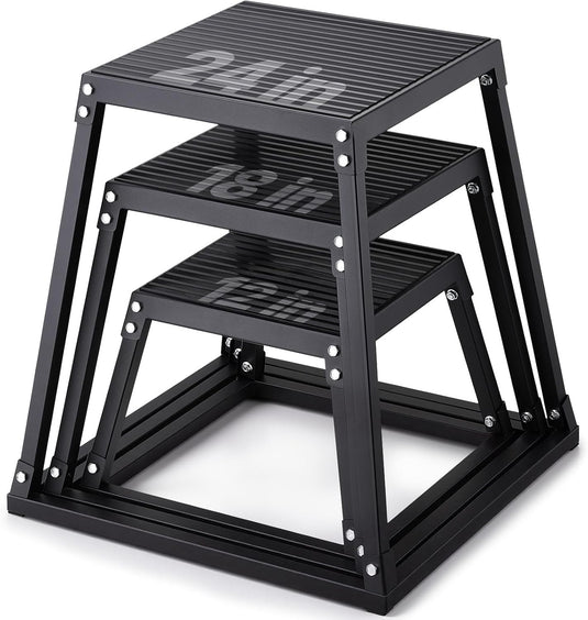 Plyo box set 3 stuks 30 46 en 61 cm van staal tot 227 kg – jump box – plyometrische training