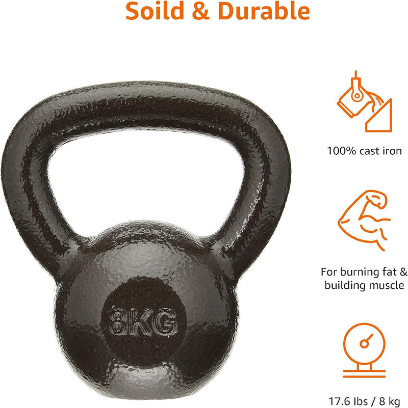 Laad afbeelding in Galerijviewer, Amazon Basics Cast-Iron Kettlebell, 17.6 pound (8 kg), Black
