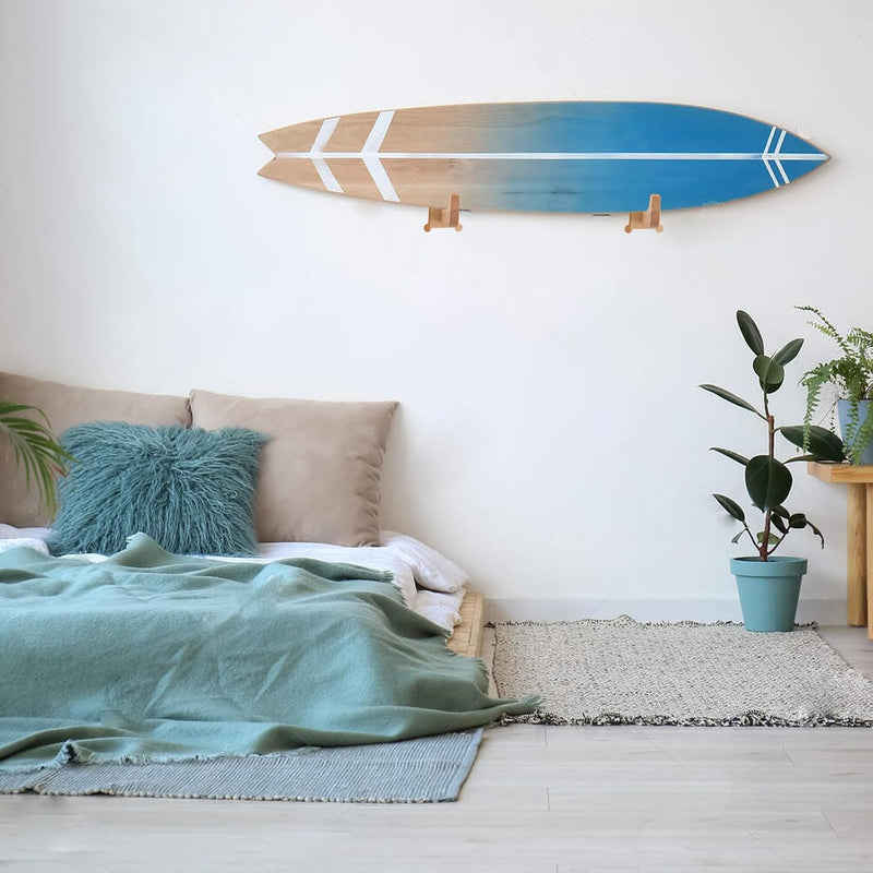 Laden Sie das Bild in Galerie -Viewer, Surfboard wandhouder van beukenhout met 17,8 cm steunarmen – verticale boardhouder – surf accessoires

