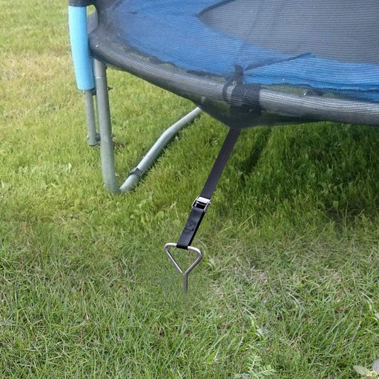 Grondankers 4 stuks 40,5 cm met spanbanden – trampoline ankers – stormbeveiliging