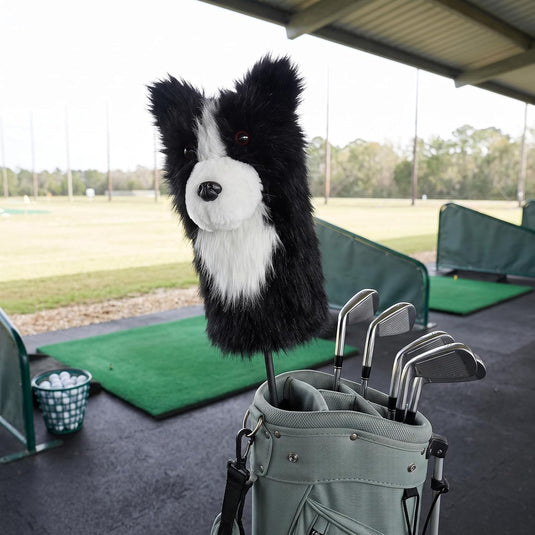 Pluche golfclubhoes met border collie hondenontwerp voor drivers tot 460cc – hondenheadcover – golfcadeau
