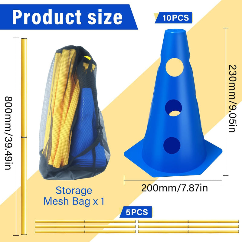 Chargez l'image dans la visionneuse de la galerie, Agility hindernisset met 10 kegels en 5 verstelbare stangen oranje – hondentraining – sporthorden
