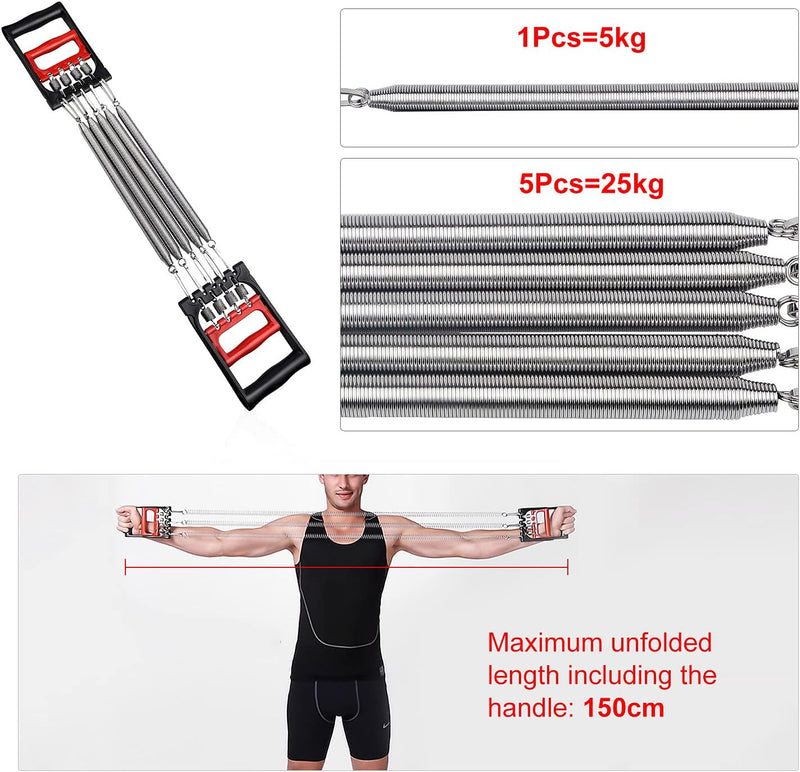 Laad afbeelding in Galerijviewer, DBREAKS Borstverlenging, borstverlenging, verstelbare borstexpander, trekkrachtverlenging, fitnesskabel, multifunctioneel, met 5 afneembare veren, voor spiertraining
