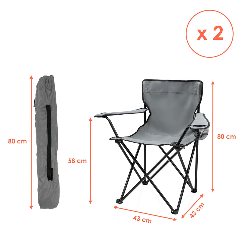 Chargez l'image dans la visionneuse de la galerie, Campingstoelen Opvouwbaar 2 Stuks met Bekerhouder tot 100 kg – Vouwstoel – Kampeerstoel

