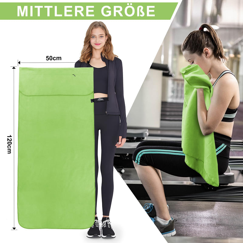 Load image into Gallery viewer, Fitnesshanddoek Microvezel 120x50 cm Sneldrogend met Ritsvak – Sporthanddoek – Reishanddoek
