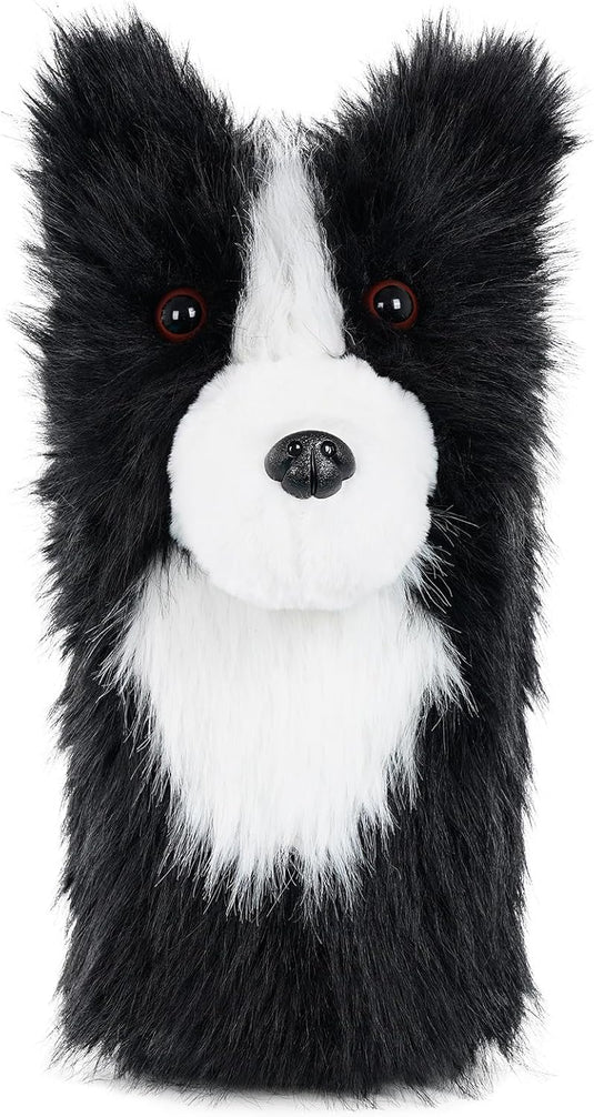Pluche golfclubhoes met border collie hondenontwerp voor drivers tot 460cc – hondenheadcover – golfcadeau