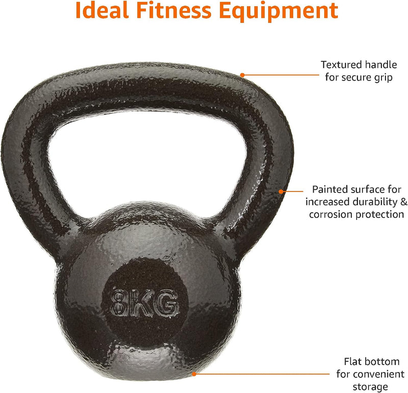 Laad afbeelding in Galerijviewer, Amazon Basics Cast-Iron Kettlebell, 17.6 pound (8 kg), Black
