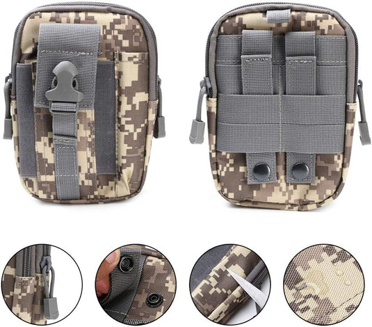 flintronic Tactische Heuptassen, Molle EDC Pouch, Outdoor Heuptas+Haak, Utility Gadget Riemtas met Mobiele Telefoon Holster voor Sport, Wandelen, Kamperen, Reizen-Zwart
