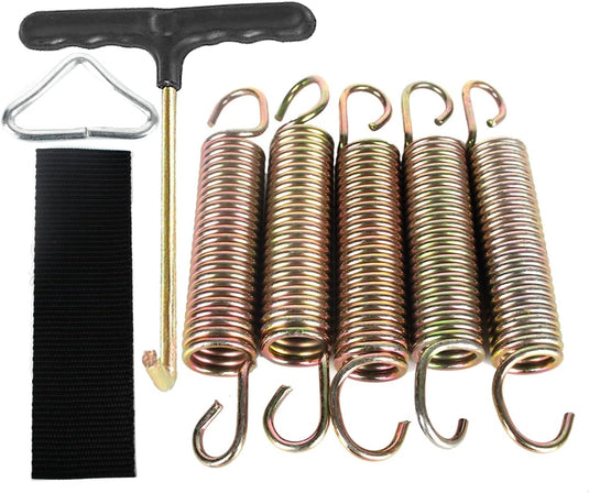 Trampolineveren 5 stuks 130 mm met veertrekker en driehoeksgesp – vervangingsveren – trampoline accessoires