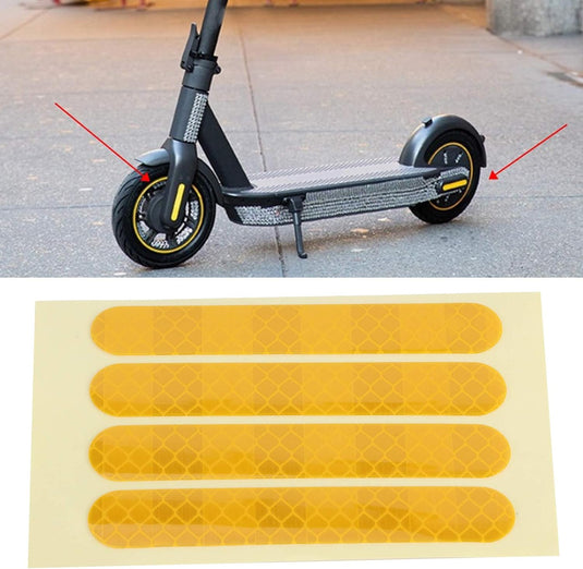 Odblaskowe naklejki na koła, 4 sztuki, 83 x 13 mm, do hulajnogi elektrycznej Ninebot G30 – odblaski do hulajnogi – dekoracja kół