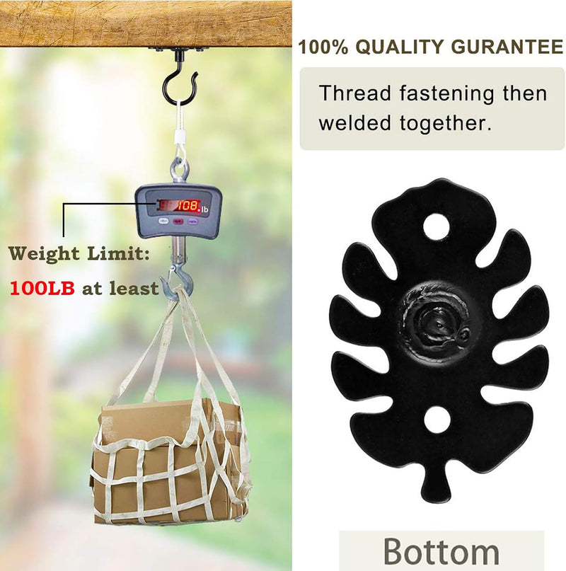 Charger l’image dans la visionneuse de galerie, Crochets de suspension en métal, lot de 4, avec motif de feuille décoratif pour mur et plafond – suspensions pour plantes – suspension de jardin
