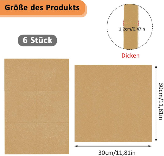 Dartbord-Wandschutz, 6 Stück aus selbstklebendem Filz, 30 x 30 cm – Dartwandpaneele – Dart-Rückwand