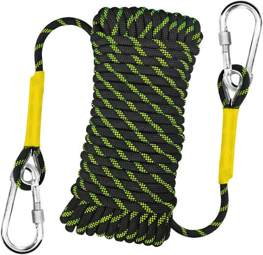 Statisch Touw 10 m x 10 mm met 2 Karabijnhaken – Nylon Outdoor Touw – Voor Camping, Survival, Tuin en Bevestiging