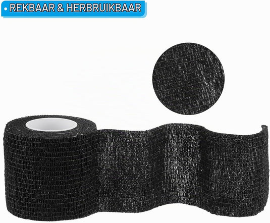 Zelfklevende camouflageband 4 rollen 5 cm breed zwart – camo tape – outdoor accessoires