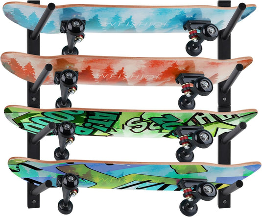 Skateboard wandhouder horizontaal zwart
