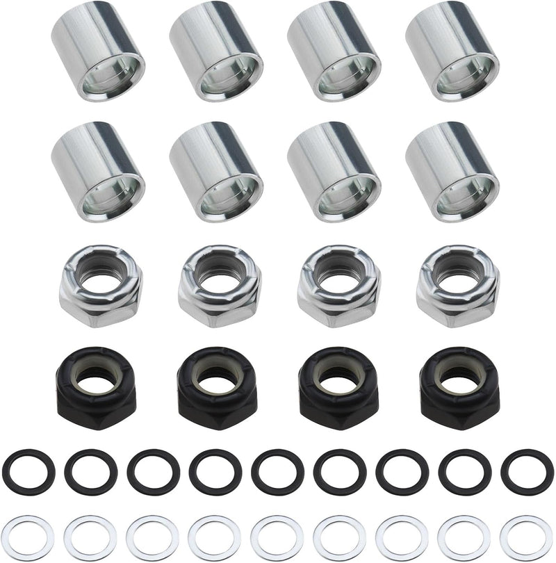 Laad afbeelding in Galerijviewer, Skateboard truck rebuild kit 32-delig zwart zilver
