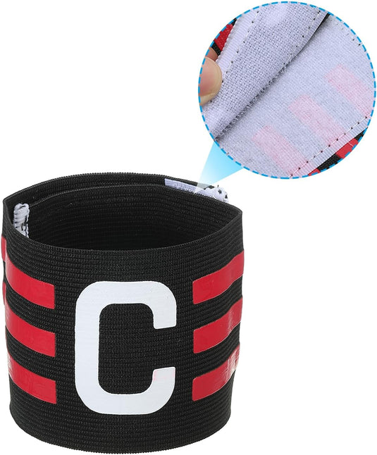 Aanvoerdersband verstelbaar zwart-rozerood – elastische captain armband – voetbal accessoires