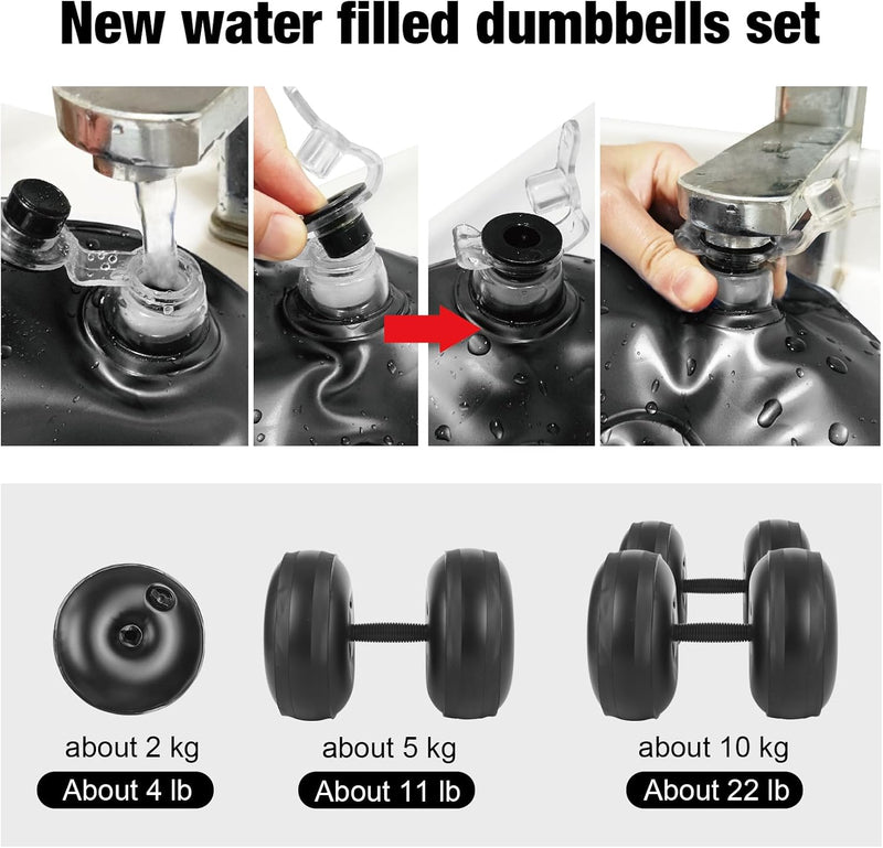 Laad afbeelding in Galerijviewer, Verstelbare water dumbbells set 2-in-1 zwart
