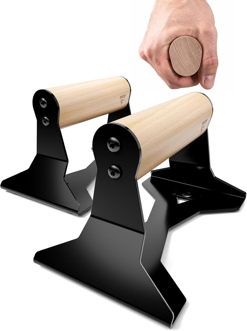 Laad afbeelding in Galerijviewer, Push-up bars met houten handgrepen en antislip stalen frame – opdruksteunen – calisthenics
