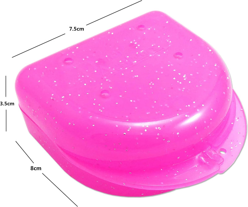 Laden Sie das Bild in Galerie -Viewer, 2 x Koker Gebitsbeschermer - Doos mondklem voor ortho tandplaatjes, sport tandheelkundige apparaten, kunstgebitten &amp; meer (glans roze &amp; glans paars)

