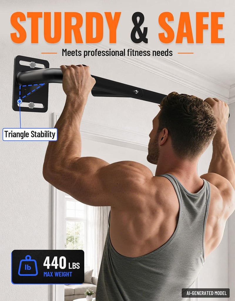 Laden Sie das Bild in Galerie -Viewer, Wandgemonteerde optrekstang met meerdere gripposities tot 227 kg – pull-up bar – krachttraining

