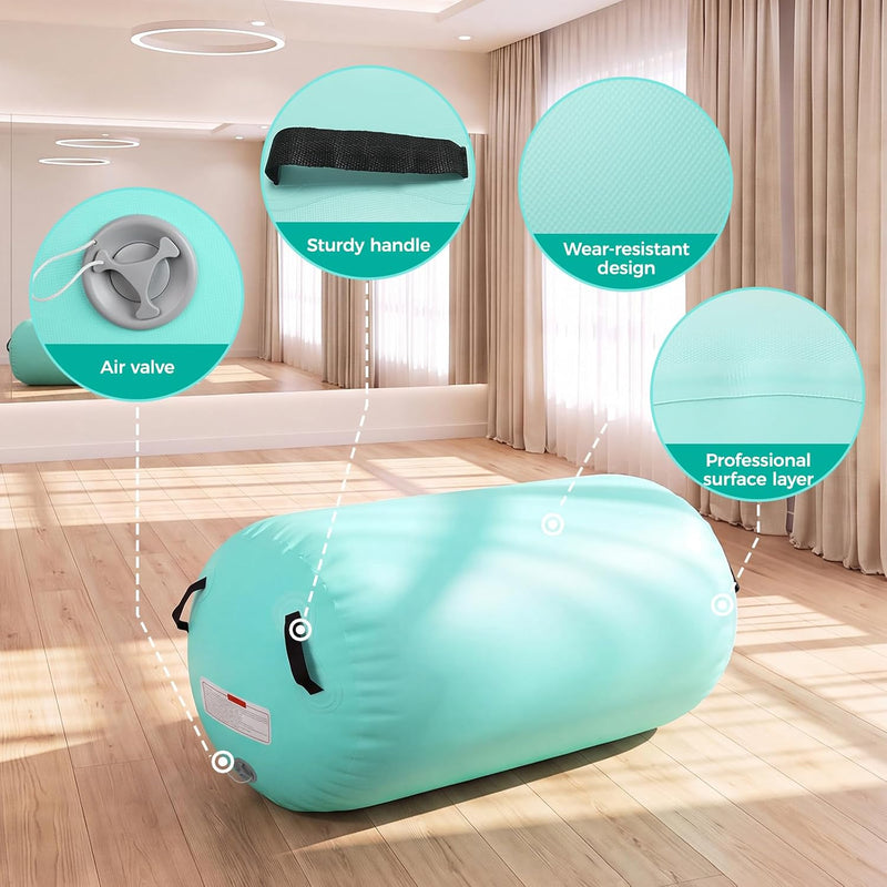 Laden Sie das Bild in Galerie -Viewer, Opblaasbare turnmat 3 m met air roller – 10 cm dik – gymnastiekmat met elektrische pomp voor tumbling en cheerleading
