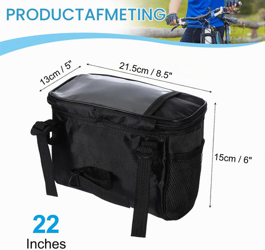 Waterdichte fietsstuurtas 21,5x13x15 cm - Fietstas frame & stuur met reflectie - Fietsmand & schoudertas mountainbike
