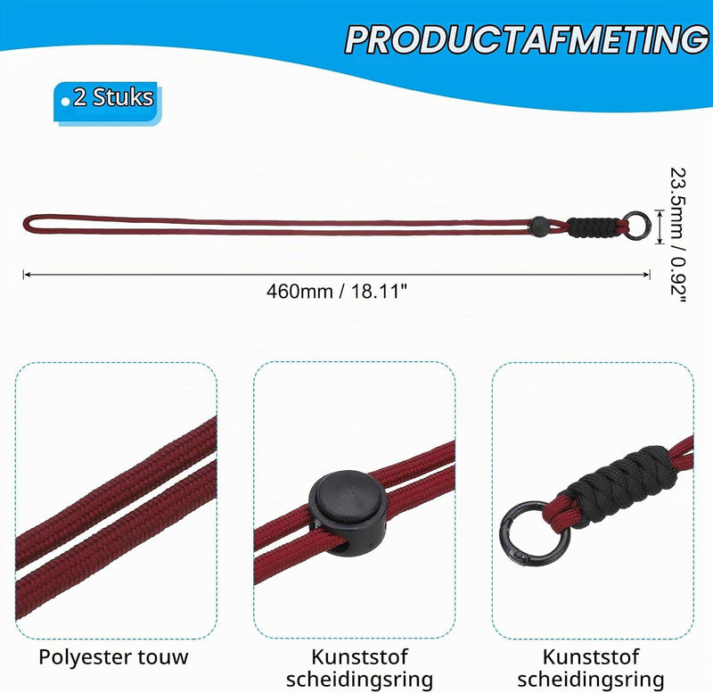Laad afbeelding in Galerijviewer, Paracord lanyards 2 stuks met sleutelring en clip – gevlochten sleutelkoord – outdoor accessoires
