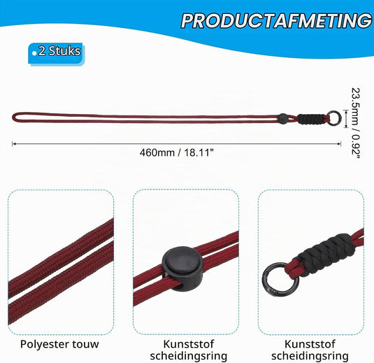 Paracord lanyards 2 stuks met sleutelring en clip – gevlochten sleutelkoord – outdoor accessoires