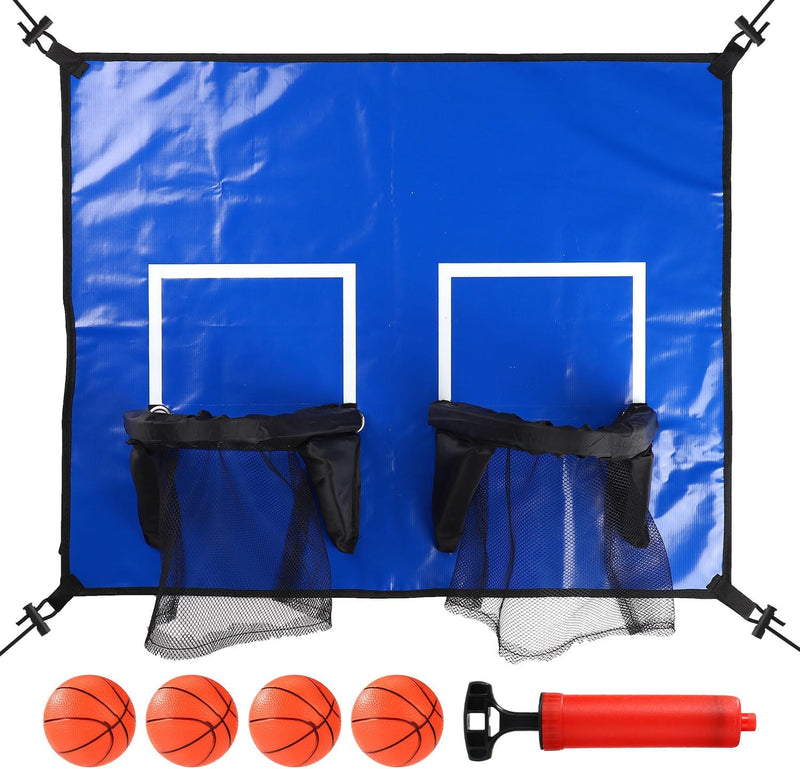 Laden Sie das Bild in Galerie -Viewer, Trampoline basketbalring met dubbele mand en 4 miniballen – basketbalset – trampoline accessoires
